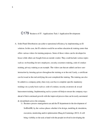 C179 Business of IT   Applications Task 1 Application Development