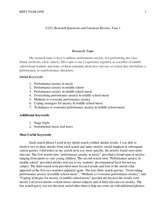 C225, Research Questions and Literature Review, Task 1