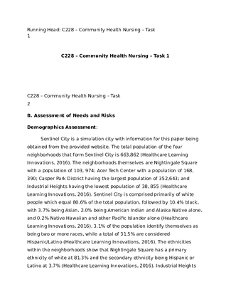 C228  Community Health Nursing  Task 1