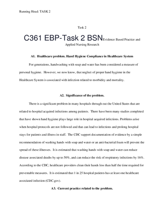 C361 EBP Task 2 BSNEvidence Based Practice and Applied Nursing Research