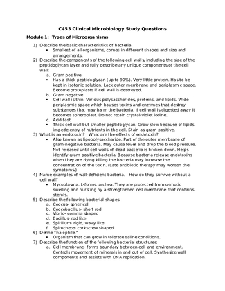 C453 Clinical Microbiology Study Questions