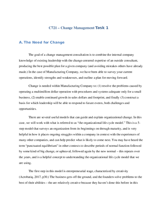 C721  Change Management Task 1