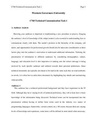 C768 Technical Communication Task 1