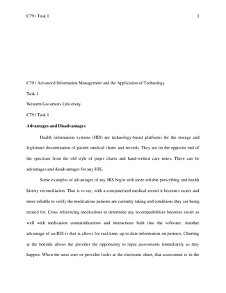 C791 Advanced Information Management and the Application