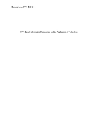 C791 Task 1 Information Management and the Application of Technology