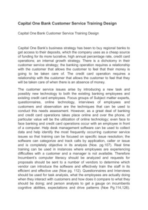 Capital One Bank Customer Service Training Design