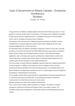 Case 3 Government of Alberta Canada  Enterprise Architecture