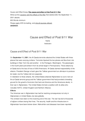 Cause and Effect Essay The cause and effect of the Post 911
