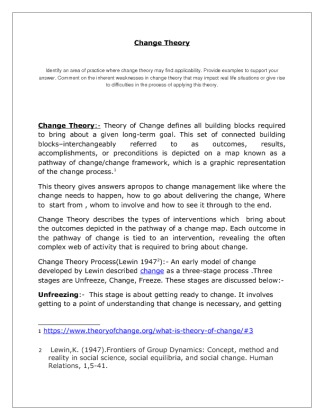 Change Theory Paper Identify an area of practice where change theory...