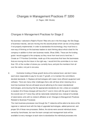 Changes in Management Practices IT 3200