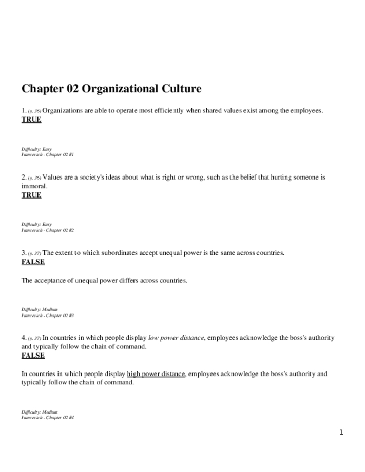 Chapter 02 Organizational Culture solutions