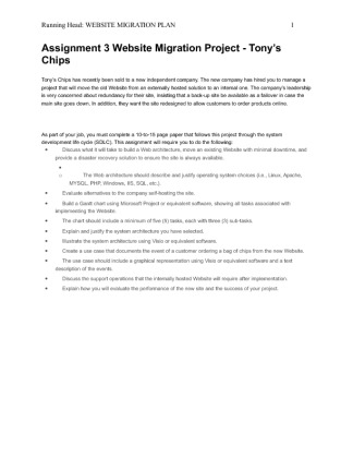 CIS 210 Assignment 3 Website Migration Project   Tonys Chips has...