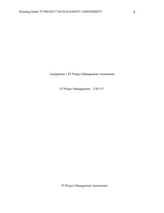 CIS 517 Assignment 1 IT Project Management Assessment