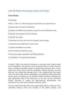 CJA 204 Week 5 Final paper Cybercrime Paper