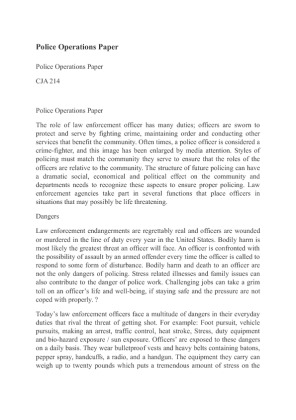 CJA 214 Police Operations Paper