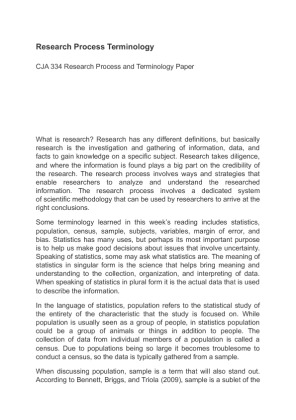 CJA 334 Research Process and Terminology Paper