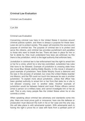 CJA 354 Criminal Law Evaluation paper