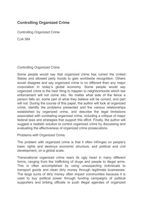 CJA 384 Controlling Organized Crime