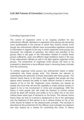 CJA 384 Futures of Correction Controlling Organized Crime