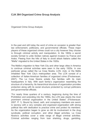 CJA 384 Organized Crime Group Analysis