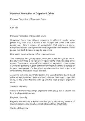 CJA 384 Personal Perception of Organized Crime