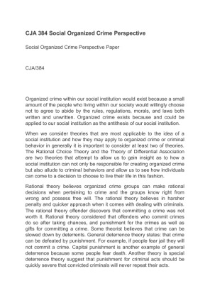 CJA 384 Social Organized Crime Perspective
