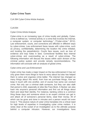 CJA 394 Cyber Crime Article Analysis