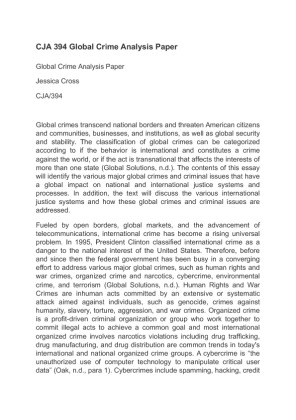 CJA 394 Global Crime Analysis Paper