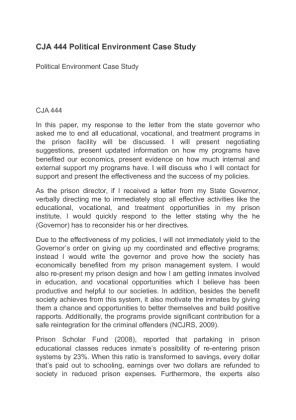 CJA 444 Political Environment Case Study