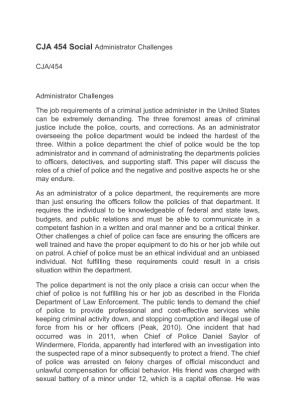 CJA 454 Social Administrator Challenges