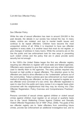CJA 464 Sex Offender Policy