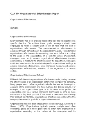 CJA 474 Organizational Effectiveness Paper