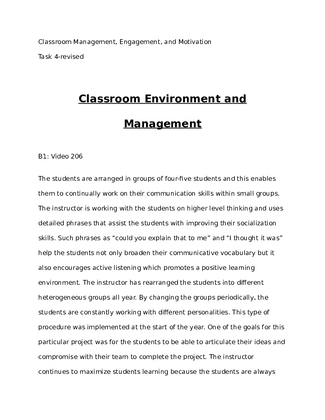 Classroom Management task 4 revision 