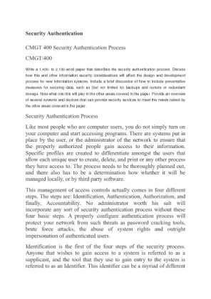 CMGT 400 Security Authentication Process