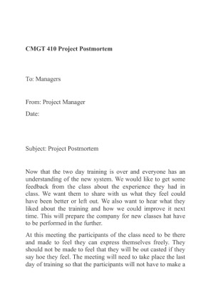 CMGT 410 Project Postmortem