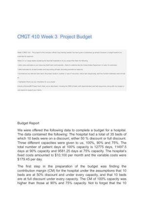 CMGT 410 Week 3  Project Budget