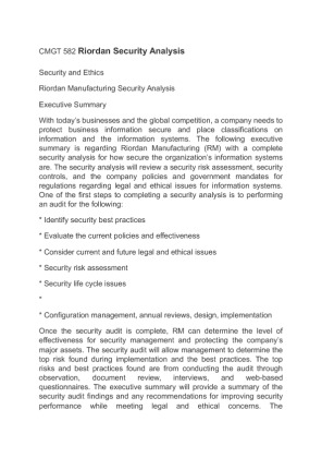 CMGT 582 Riordan Security Analysis