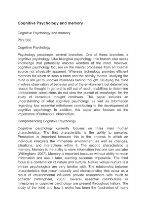Cognitive Psychology and memory