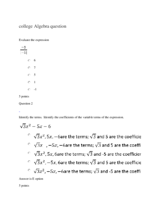 college Algebra question