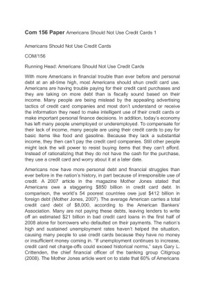 Com 156 Paper Americans Should Not Use Credit Cards
