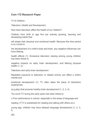 Com 172 Research Paper TV & Children