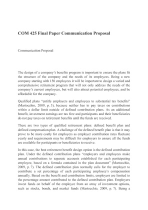 COM 425 Final Paper Communication Proposal