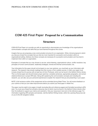 COM 425 Final Paper  Proposal for a Communication Structure