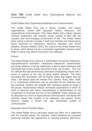 Com 530 United States Army Organizational Behaviour and Communication
