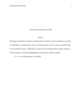 Communication Portfolio for C204