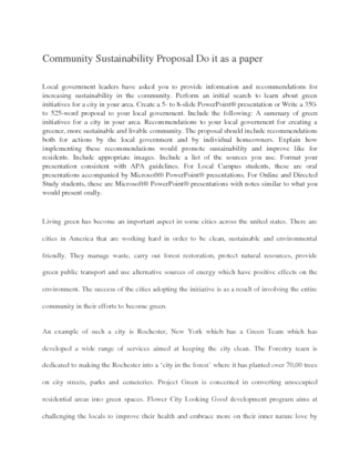 Community Sustainability Proposal Do it as a paper