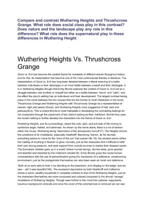 Compare and contrast Wuthering Heights and Thrushcross Grange