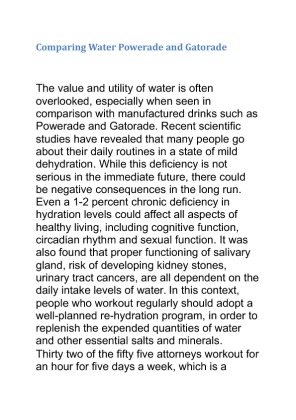 Comparing Water Powerade and Gatorade