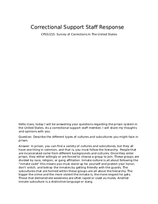 Correctional Support Staff 