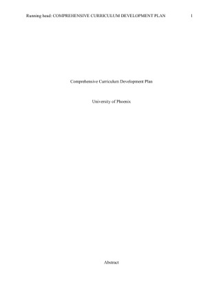 CUR 721 Comprehensive Curriculum Development Plan